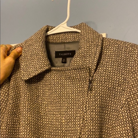 Grey tweed motorcycle jacket Talbots 12 - Picture 8 of 9